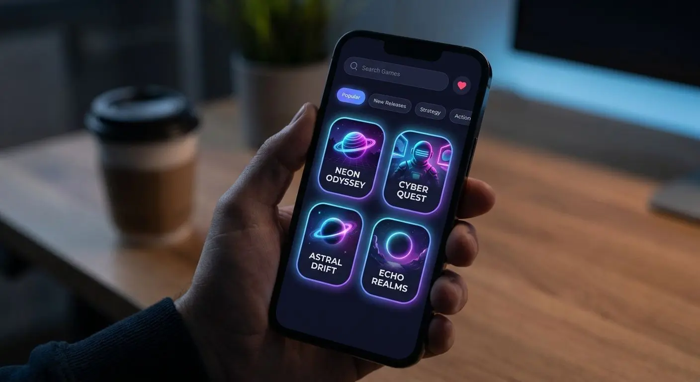 Detailansicht der App-Navigation mit Filtern und Kategorien