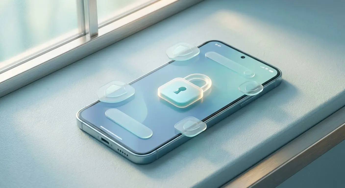 Smartphone mit Schloss-Symbol für Sicherheit und Spielerschutz