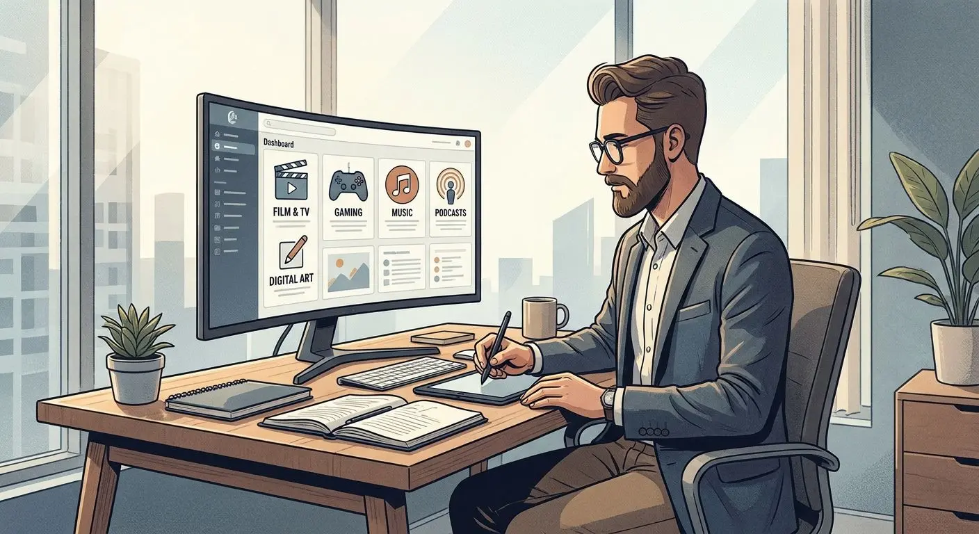 Symbolische Autorenillustration eines Experten am Arbeitsplatz