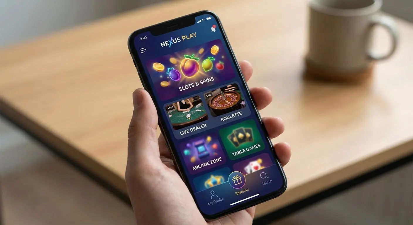 Handybildschirm mit Übersicht mobiler Spielkategorien